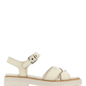 White leather sandals