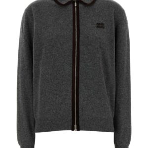 Dark grey wool blend cardigan