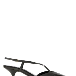 Charcoal leather pumps