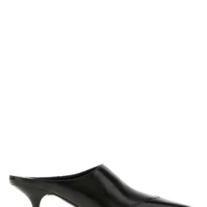 Slate leather mules