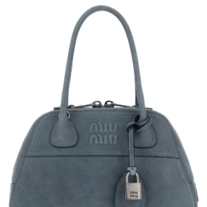 Cerulean blue leather Vivant handbag