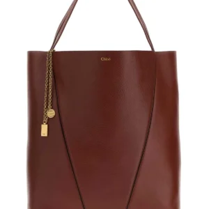 Caramel leather large Spin shopping bag