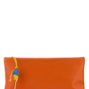 Orange nappa leather pouch