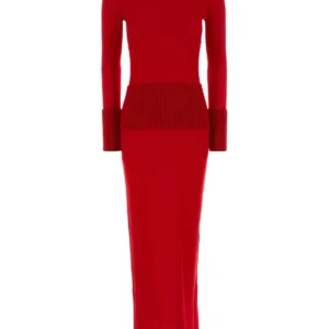 Red wool dress