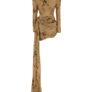 Printed stretch tulle dress