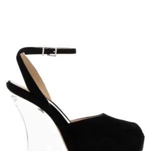 Black suede Fendi Illusion sandals