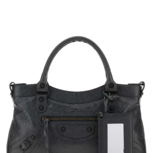Dark grey leather Le City First handbag