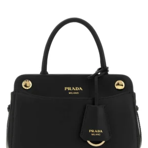 Black leather mini Prada Carry handbag
