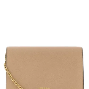 Beige leather crossbody bag