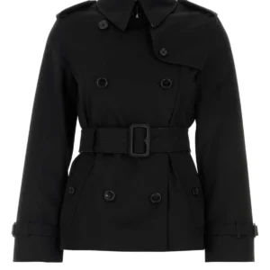 Black gabardine Lakefield trench coat