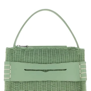 Pastel green leather Loafers handbag