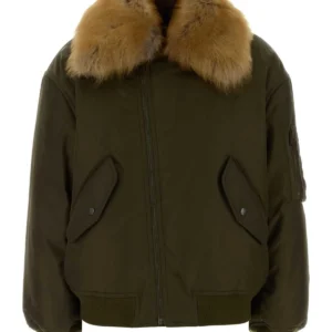 Khaki nylon bomber jacket