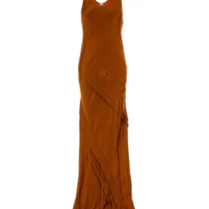 Orange satin long dress