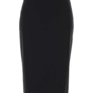 Black stretch poplin skirt