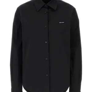 Black stretch poplin shirt