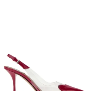 Two-tone PVC and leather pumps