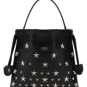 Black leather bucket bag