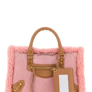 Pink shearling small Le City handbag